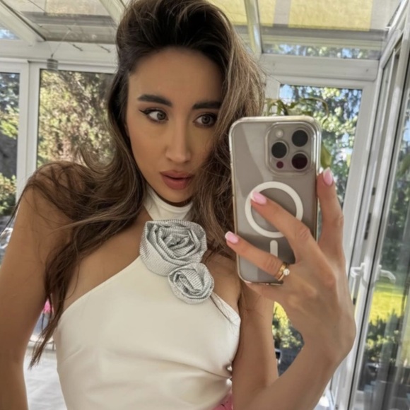 ZARA RHINESTONE FLORAL HALTER BODYSUIT - Medium - Picture 6 of 16